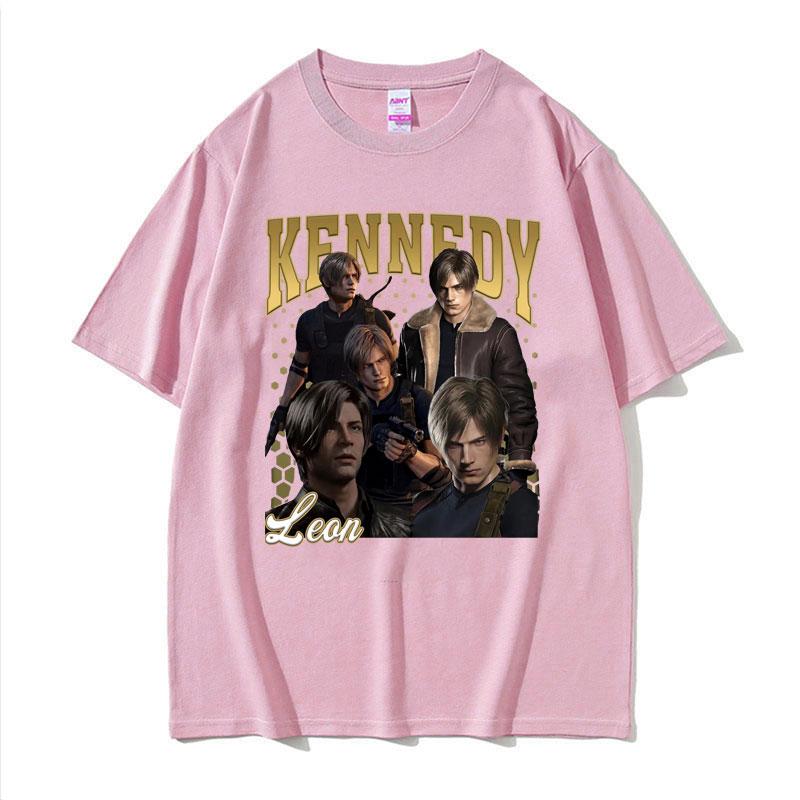 Limited Leon Kennedy Vintage Graphic T Shirt Dent Evil 4 Harajuku Movie Tee Shirt Unisex Women Fashion Oversized Tshirt Streetwear