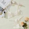Sexy steel rim ultra-thin bra set gathers big breasts and shows small transparent lace princess erotic underwear