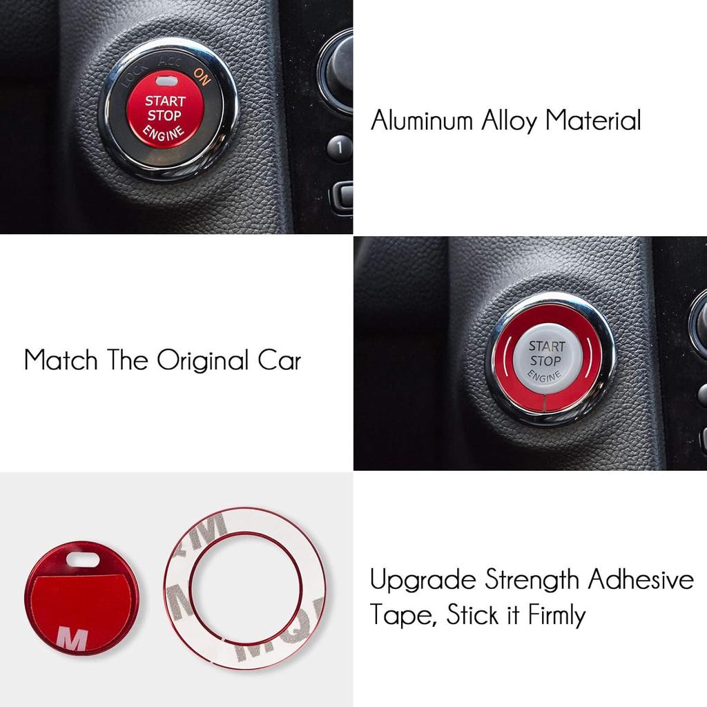 Engine Push Start Stop Button Cover for Infiniti Q50L QX50 Q50 QX56 Q60 QX70 Q70L QX80 QX30, Ignition Button Decoration Trim & Ring Protector