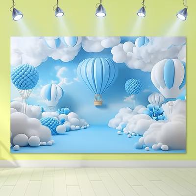 2D Dreamy Hot Air Balloon Backdrop Baby Shower Photography Background