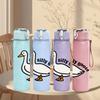 1PC Silly Goose Duck Cartoon 750ml Color Plastic Sports Water Bottle Leakproof Flip Straw Lid Suitable for Sports Office Home Use
