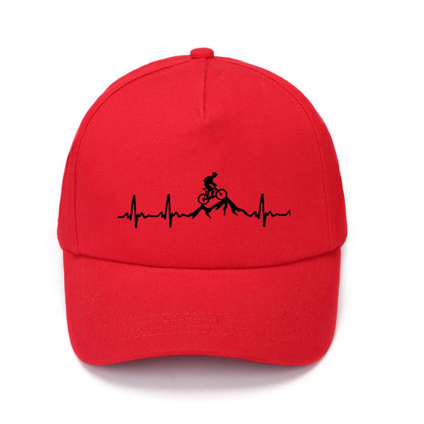Mountain Bike Heartbeat Funny Black Cap Solid Color Baseball Cap Snapback Caps Casquette Hats Hip Hop Dad Hats Men Women Unisex