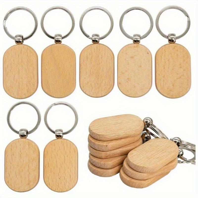 5/10 Pezzi Etichetta Quadrata in Legno Portachiavi Accessori Portachiavi Auto in Legno Pendente Moda per Borsa Porta Chiavi Scheda di Legno Vuota