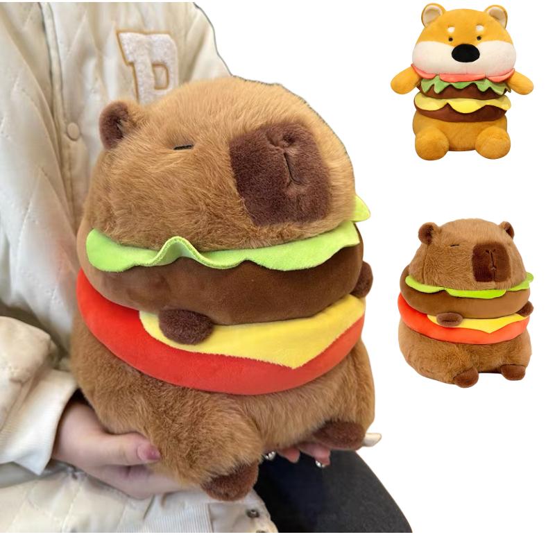 Hamburg Capybara Dog Plush Toy Fluffty Cute And Charming Plushie Doll Simulation Capibara Puppy Anime Adorable Stuffed Animals Gentle Plush Present