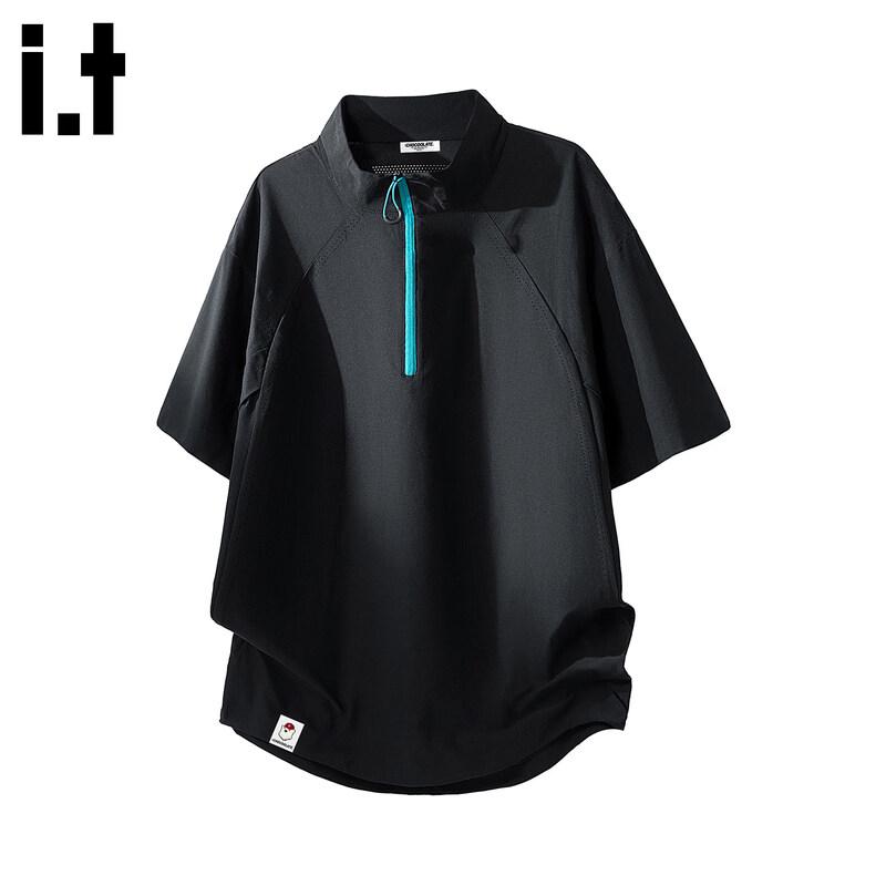 CHOCOOLATEit Men s Half-Zip Ice Silk Quick-Dry T-Shirt 4XL