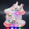 Kids Sneakers Toddler Sports Shoes with Lights Breathable Anti-skid Princess Shoes