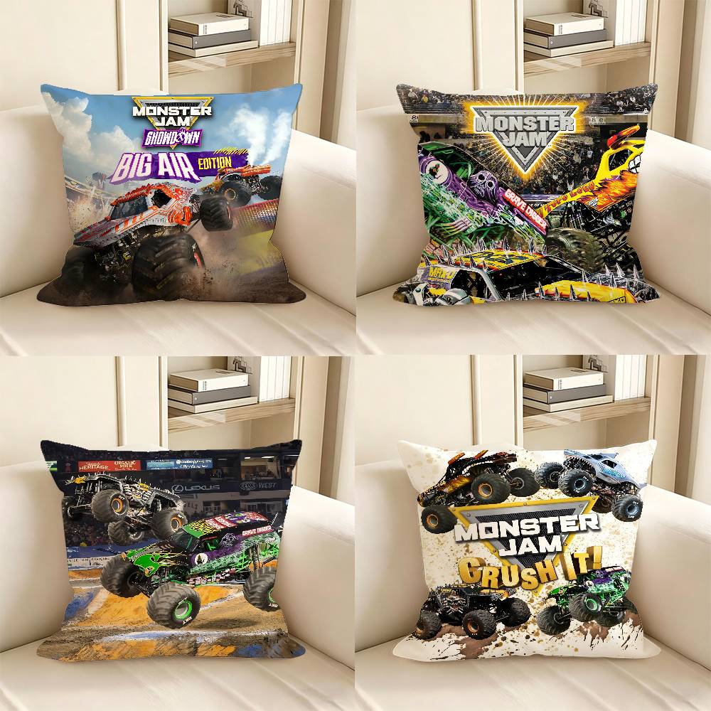 pc Monster Jam Monster Truck Cartoon Pillow Case Fashion Square Pillowcase Bedroom Sofa Room Ins Decoration Leisure