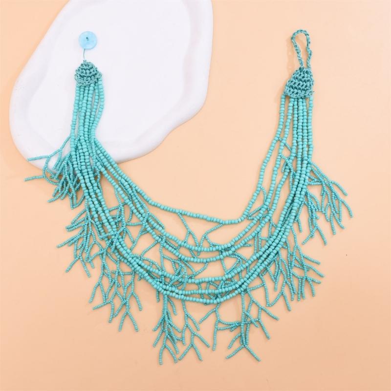 Handmade Multilayer Rice Beads Necklace Choker Necklace Jewelry For Women Skin Friendly Bohemian Dress Neck Wear