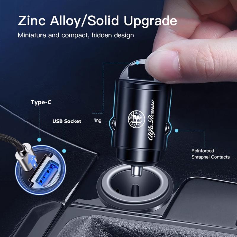 Car Interior Charger 3 In 1 Charging Cable Auto Accessories For Alfa Romeo Giulietta Mito 159 Giulia Stelvio 156 147 Tonale ofh853