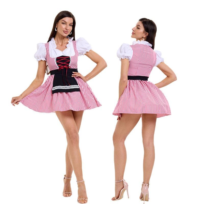 New Clothing Love Beer Clothes Plaid Dress Maid Clothes