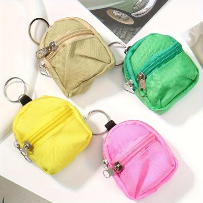 Cartera para Monedas Doble Cremallera Pequeña Cartera de Monedas, Llavero de Mini Mochila, Mini Bolsa Portátil de Tela Oxford Multicolores para Auriculares