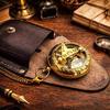 Pocket Polish Brass Sundial Compass with Leather Case and Chain Push Open Compass 5.08 Cm Steampunk Accessory Beautiful Gift