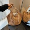 Chic Simple Lady Large Capacity Shoulder Bags Shopping Beach Bag for Women Casual Straw Woven Tote Bag Female Handbag Purses