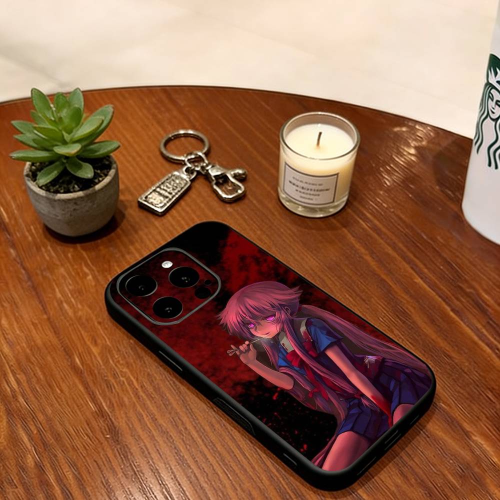 Future Diary Gasai Yuno Phone Case For iPhone 17, 16,15,14,13,12,11 Plus,Pro Max, Others Soft Silicone Black Cover