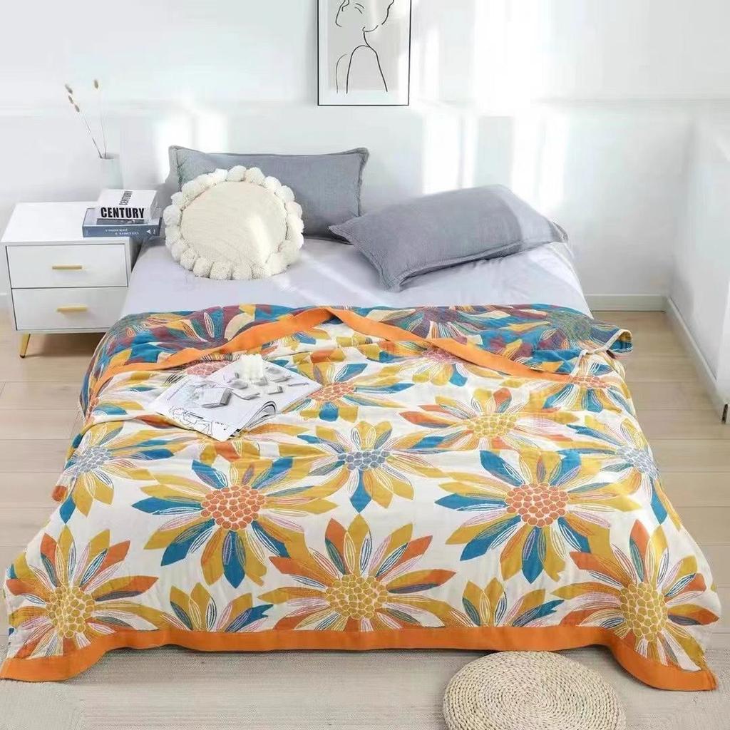 National Trend Four-layer Thickened Cotton Gauze Throw Blanket Towel Quilt Summer Air Conditioning Quilt Sofa Cover Blanket Single Double Bed Cover