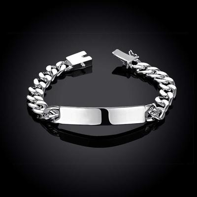Italy Design Classic Herren-Armbänder aus 100 % 925er-Sterlingsilber, kubanische Gliederkette, Damen, Unisex, Handgelenkschmuck, Geschenke mit Schriftzug