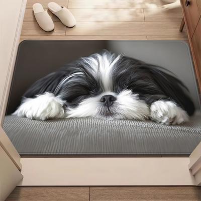 Alfombra de bienvenida Shih Tzu Linda, Alfombra Lavable para Mascotas para Dormitorios, Salas de Estar y Entradas, Diseño Juguetón Cama Pequeña para Perros