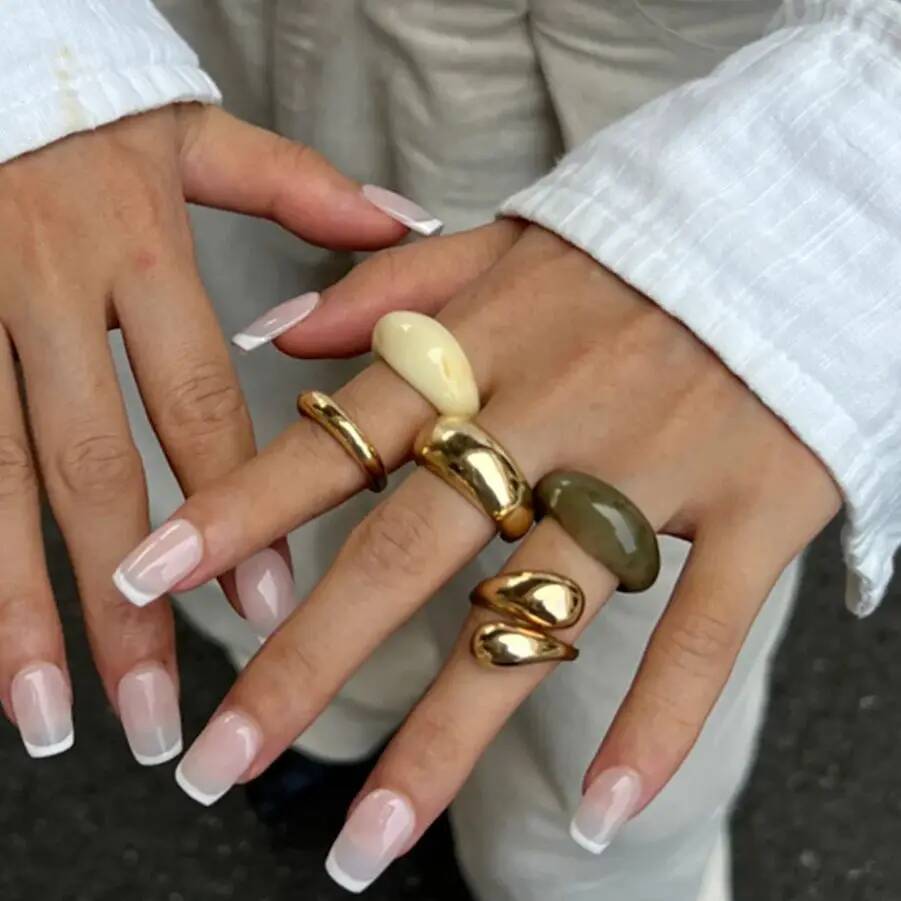 

Ingemark 5Pcs/Set Y2K Boho Resin Acrylic Finger Rings for Women New Trend Vintage Alloy Adjustable Ring Daily Couple Jewelry Men