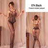 Black Open-Crotch Fishnet Stockings - No Need To Remove, Sleek and Sexy One-Piece, Perfect for a Seductive Night In.