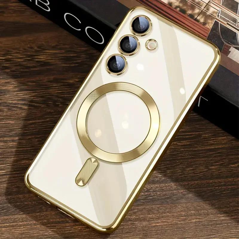 Transparent TPU Case for Samsung Galaxy S25 S24 S23 S22 S21 S20 Ultra Plus FE S24FE S24Ultra for Magsafe Charge Shockproof Cover