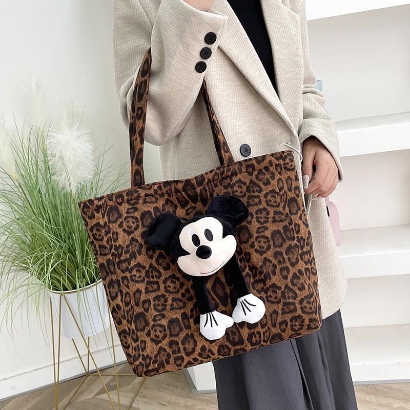 Mickey Maus Designer-Tragetasche aus Samt mit doppelten Schultergurten für den Weg zur Arbeit