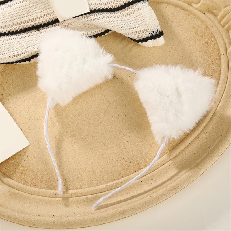 Comfortable Lovely Kitten Ear Headbands With Glowing LED Light For Halloween Christmas Parties Plush Headwear