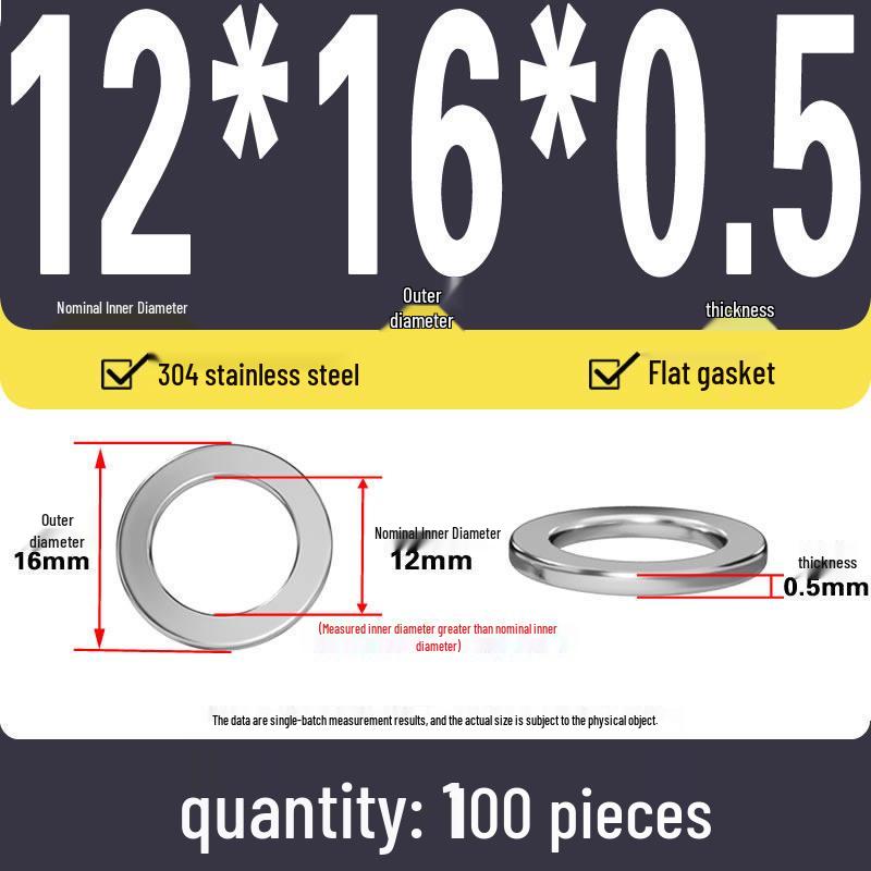 Plochá podložka z nerezové oceli 304 pro nastavení vůle hřídele (0,1/0,2/0,3 mm)