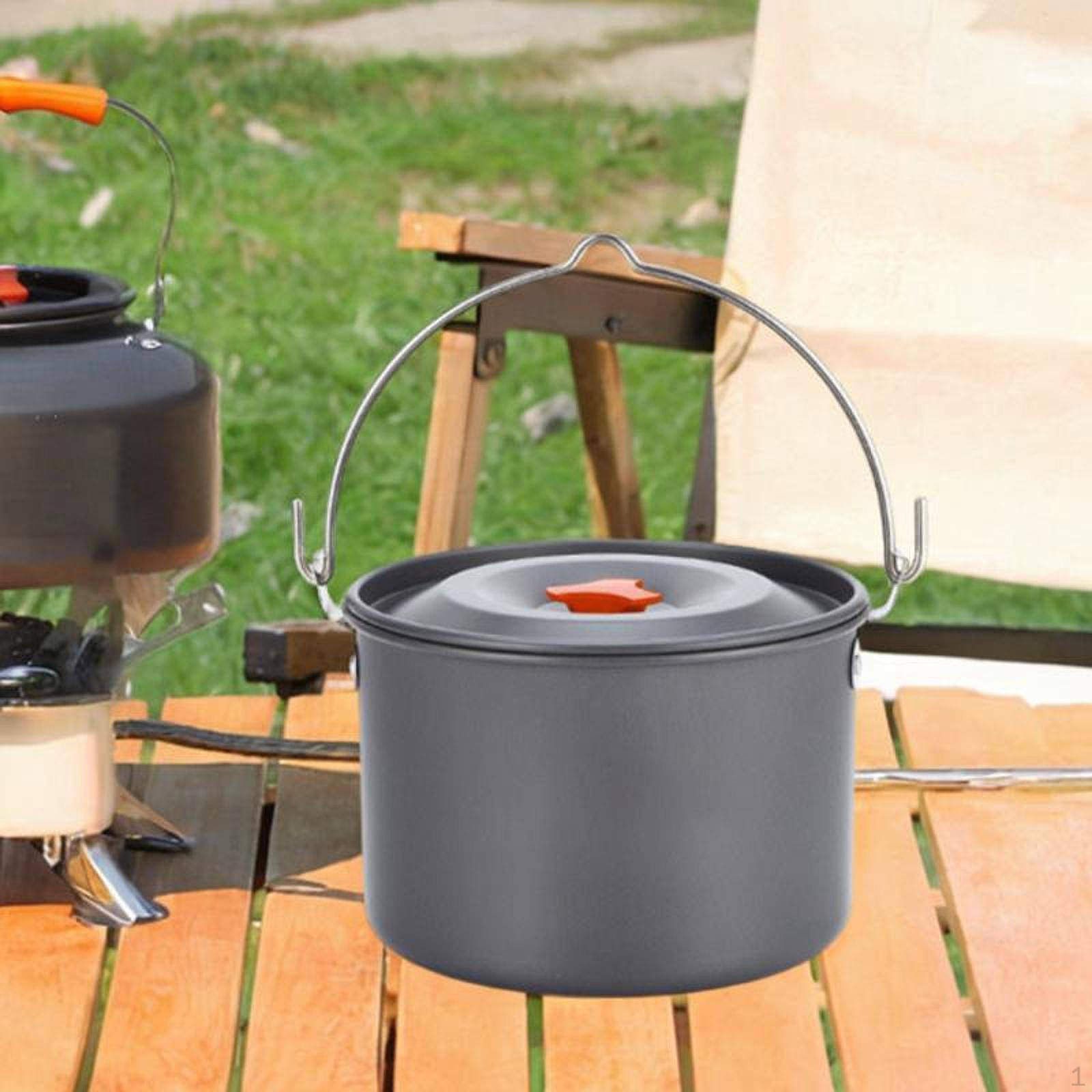 

Походный горшок для кемпинга, подвесной, 4 л, суп, алюминиевый, большой емкости, для приготовления пищи, с крышкой, для