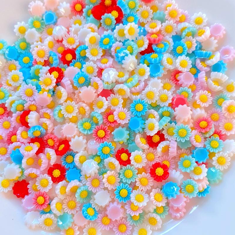 100Pcs New Mini Cute 6mm Flower Series Flat back Resin Cabochons Scrapbooking DIY Jewelry Craft Decoration Accessorie