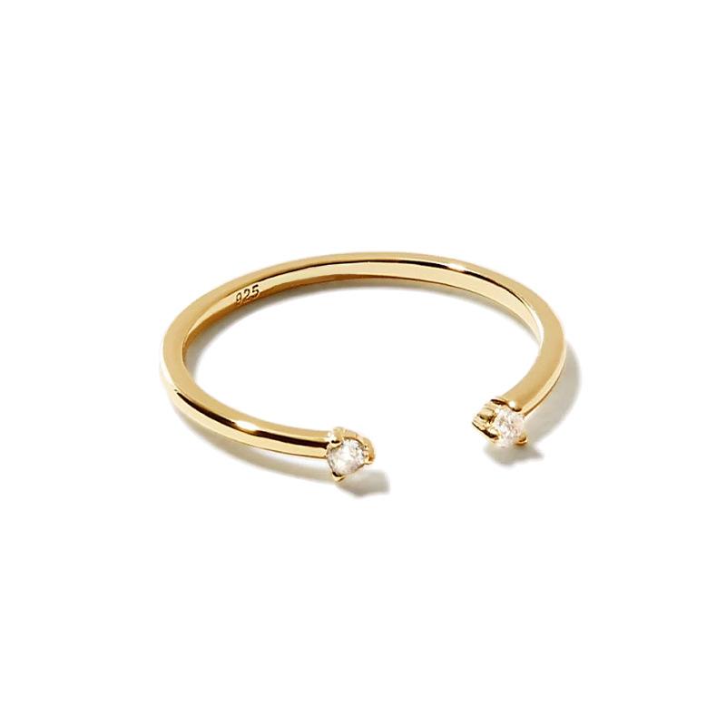 

Exquisite Simple Inlaid Zircon Stainless Steel Opening Index Finger Ring for Women Personalized Design Plain Ring Jewelry Gifts resizable
