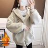 Women's Hooded Fleece Jacket 2025: Thick Lambswool Cardigan for Autumn/Winter