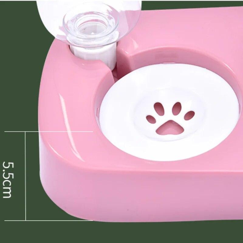 Pet Dog Bowl Automatic Feeder Cat Food Bowl with Water Fountain Bowl Drinking Raised Stand Dish Bowls Cat Food and Water Dush