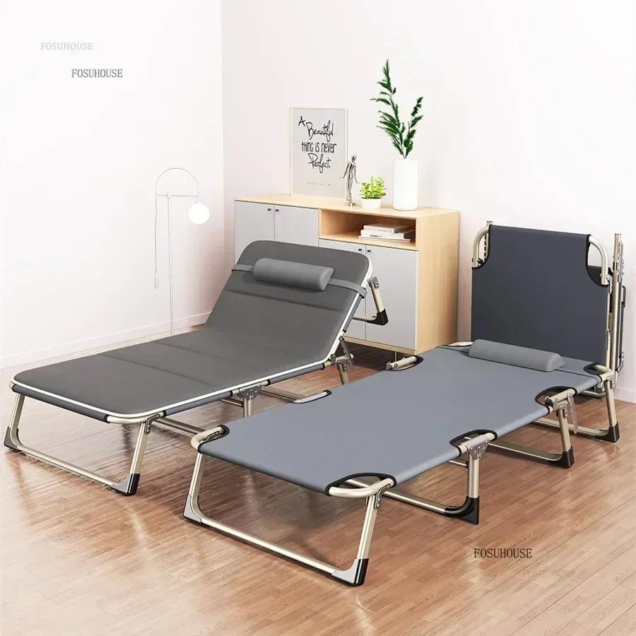 Summer Outdoor Folding Camping Bed Simple Office Nap Recliner Portable Lounge Chair for Living Room or Patio