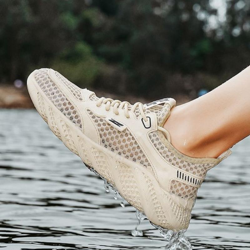 Men's Sneakers Summer Breathable Mesh Running Shoes Light Comfortable Wading Shoe Thick-soled Hollow Vulcanized Shoes for Men