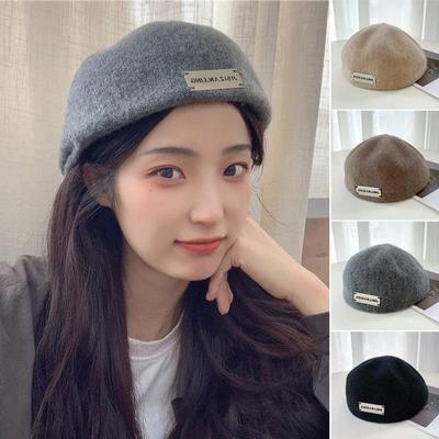Women's Daily Metal Label 3st Beret Hat
