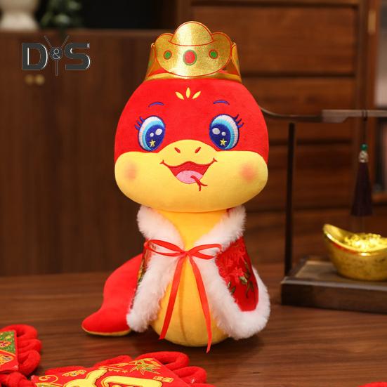 Schlangen-Plüschpuppe, Jahr der Schlange, chinesische Tierkreiszeichen, Schlangen-Stofftier, elegante Schlangen-Maskottchen-Puppe für Dekorationen zum chinesischen Neujahr