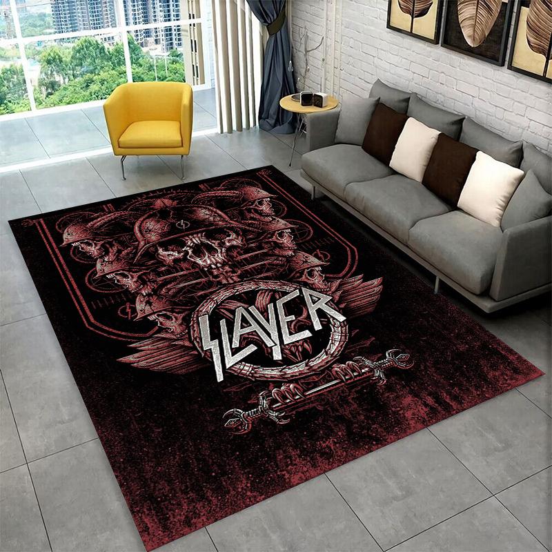 Retro Slayer Heavy Metal Rcck Band Sign Carpet Rug for Bedroom Living Room Sofa Doormat Home Decor,Kid Game Area Rug Non-slip 40x60cm