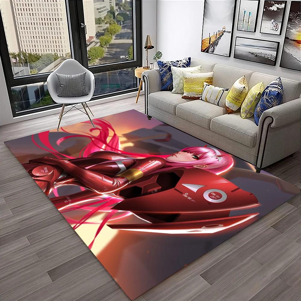 DARLING In The FRANXX Cartoon Zero Two Sexy Girl Carpet Rug for Home Living Room Bedroom Sofa Doormat Decor,Non-slip Floor Mat