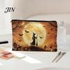 Witch Pumpkin Pattern Bag Storage Bag, with Smooth Zipper, Thickened Polyester Large Capacity Cosmetic Halloween Printed Pouch Reusable
