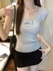 2025 Summer U-neck Bow Knit T-shirt – Slim-Fit, Age-Reducing Design for Women