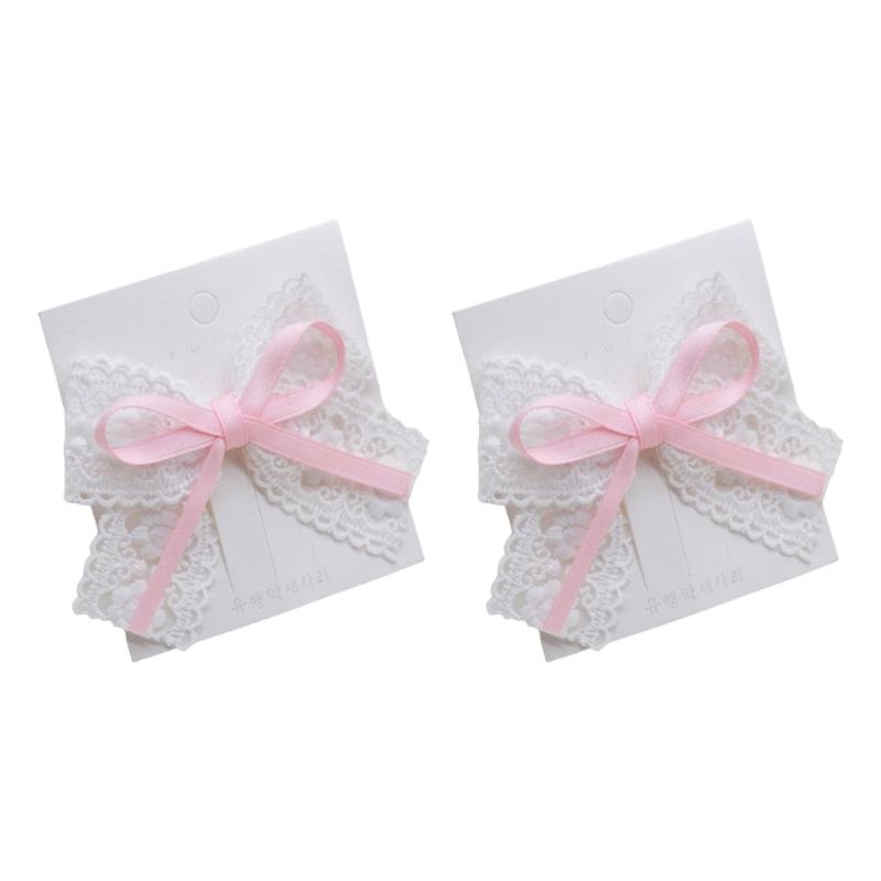 

Delicate Bows Hair Clip 2000s Trend Side Clip Bows Lace Sweet Bowknot Cottagecore Sweet Cool Photo Props розовый
