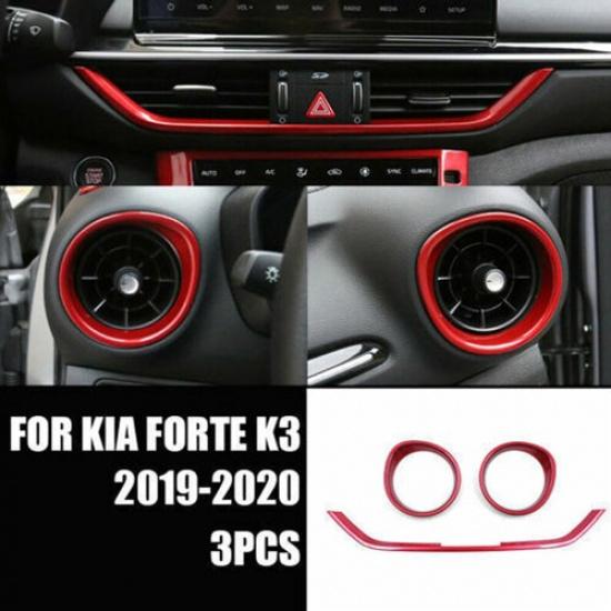 Для Kia Forte/K3 - Красная накладка на дефлектор центральной консоли, 3 шт.