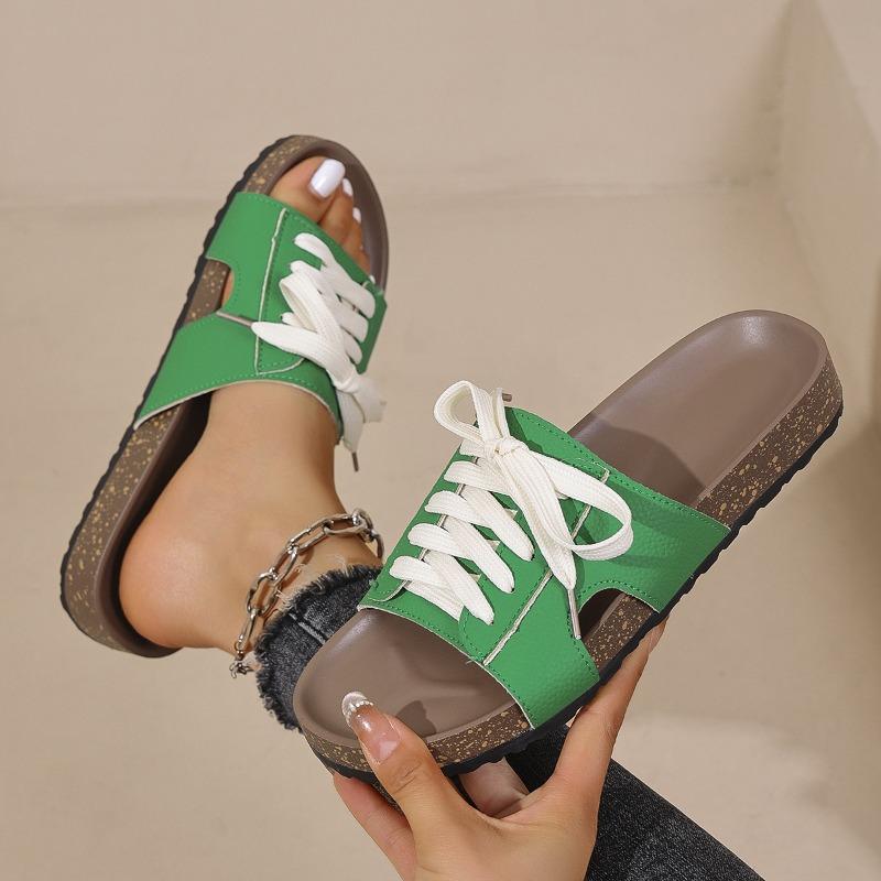 

Женские шнурованные шлепанцы для пляжа, удобная летняя обувь 43 зелёный