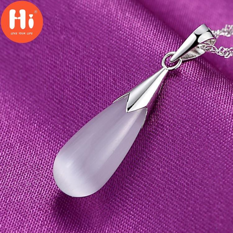 Hi White Pink Moonstone Necklace Pendant Necklace Opal Drop Necklace