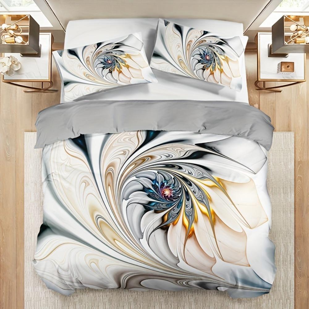 3pcs Champagne Bedding Set Huamei Design Cozy Duvet Cover Set King Queen Twin Single Size Birthday Gift Girl Adult Bedroom Decor