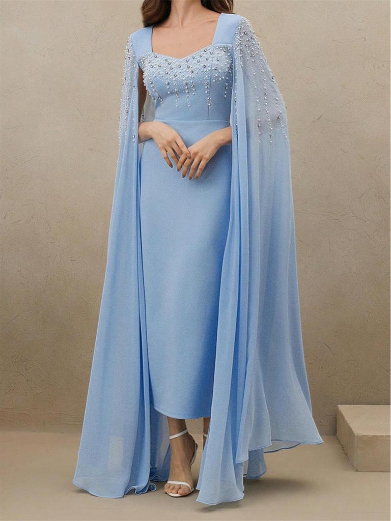 Luxury Beaded Chiffon Dress for Middle Eastern, European, & American Muslim Women