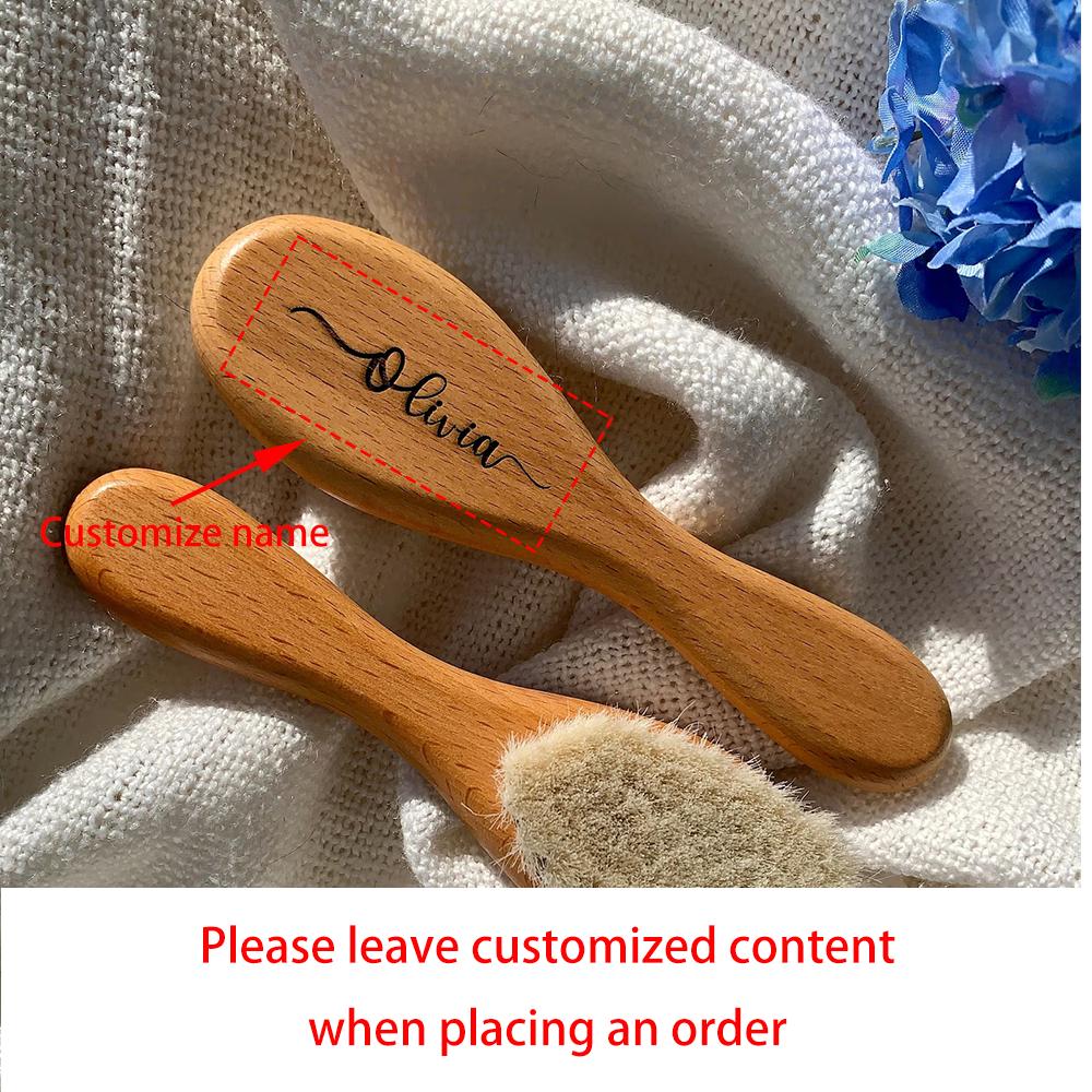 

Personalized Wooden Baby Hairbrush Engraved Hair Brush Newborn Keepsake Gift Baby Shower Decoration Supplies Baby Girl Boy Xmas 1pcs 15x4cm