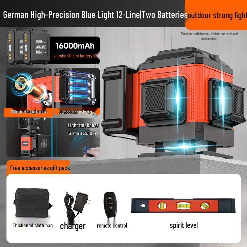 German 12-Line Green Laser Level: High Precision, High Brightness, Outdoor Auto-Leveling
