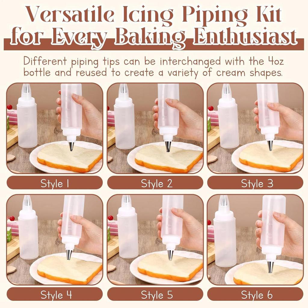Quetschflaschen mit Spritztüllen-Set Auslaufsicheres Werkzeug Dekorieren Quetschflasche Kuchen Dekorierwerkzeuge Für Kekse Pfannkuchen