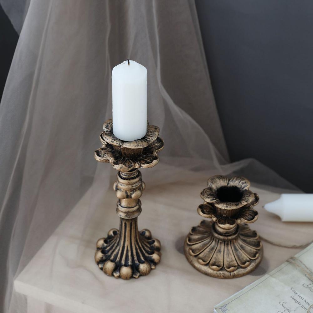 Retro Resin Candle Holder Nostalgic Antique French Candlestick Antirust Candle Stick Table Center Vintage Home Wedding Ornament